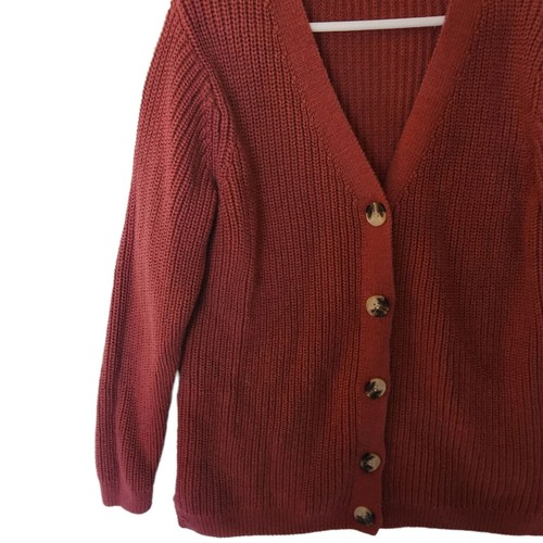 H&M Double Knit Cotton Blend Cardigan Rust color Kids Girl size 6 8 Years - Picture 5 of 10