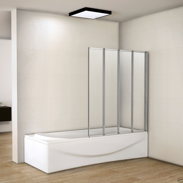 AICA 4mm Glass 4 Panel Folding Shower Bath Screen 900x1400 for sale