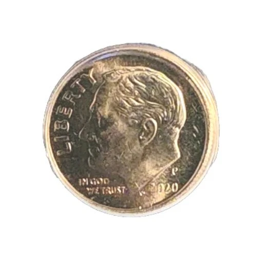 2020-p Roosevelt Dime 10c Tilted Partial Collar Damaged Graded ANACS MS64 - Image 3 of 4