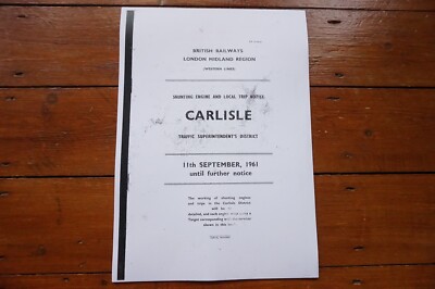 1961 Fascimilie Carlisle Lokfahrt Eisenbahnhinweis Fahrplan Ankunft Abfahrt