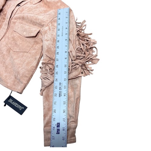 Free People Blank NYC Jacket XS Snap Button Up Faux Suede Fringe Western Cropped - Bild 11 von 14