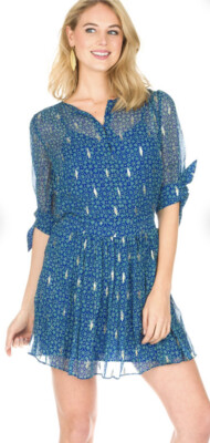 NWOT Ba&sh BASH Madrid Blue and Gold Mini Dress Size 0 $545 | eBay