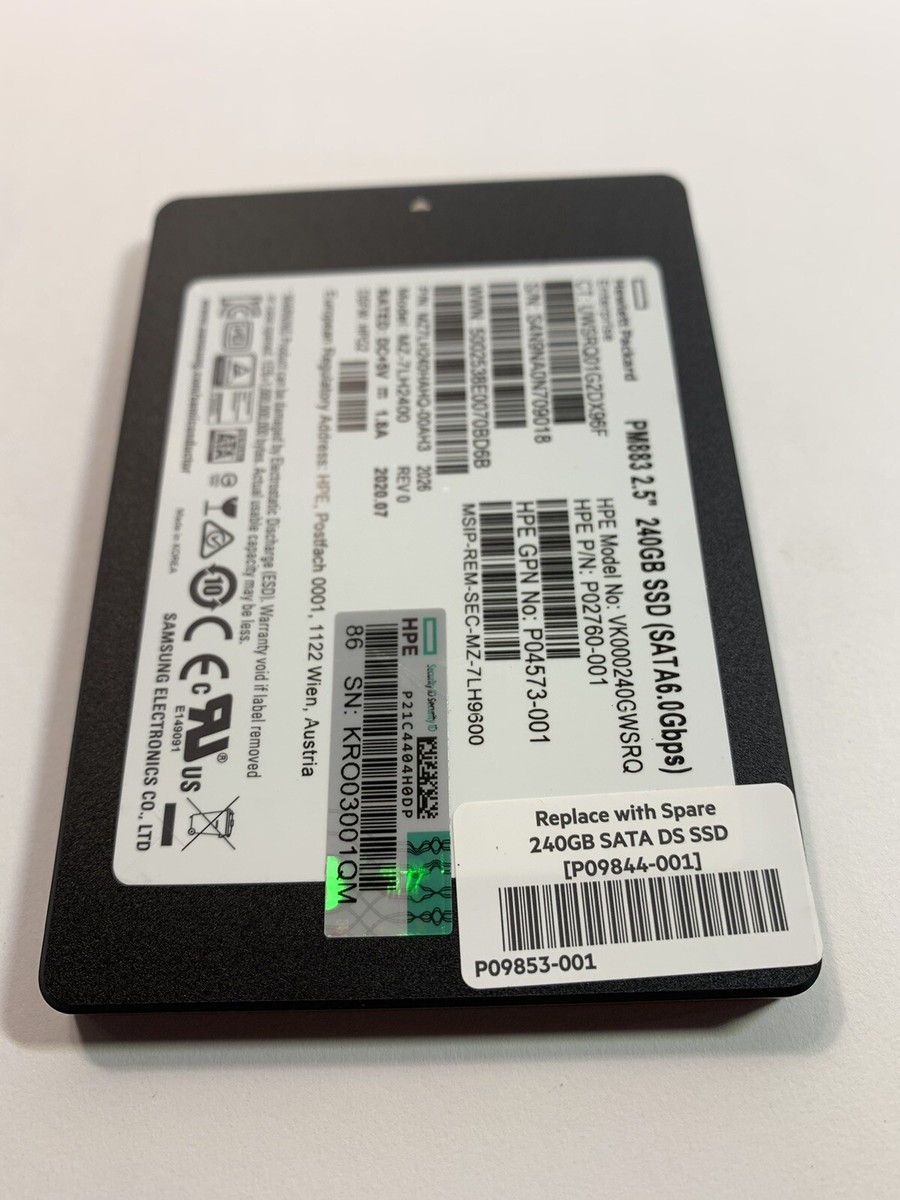 Samsung PM883 2.5” 240GB SSD SATA6.0Gbps MZ7LH240HAHQ solid state