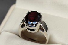 Natural Oval Cut 7 Carat Dark Red Garnet Sterling Silver 925 Handmade Women Ring