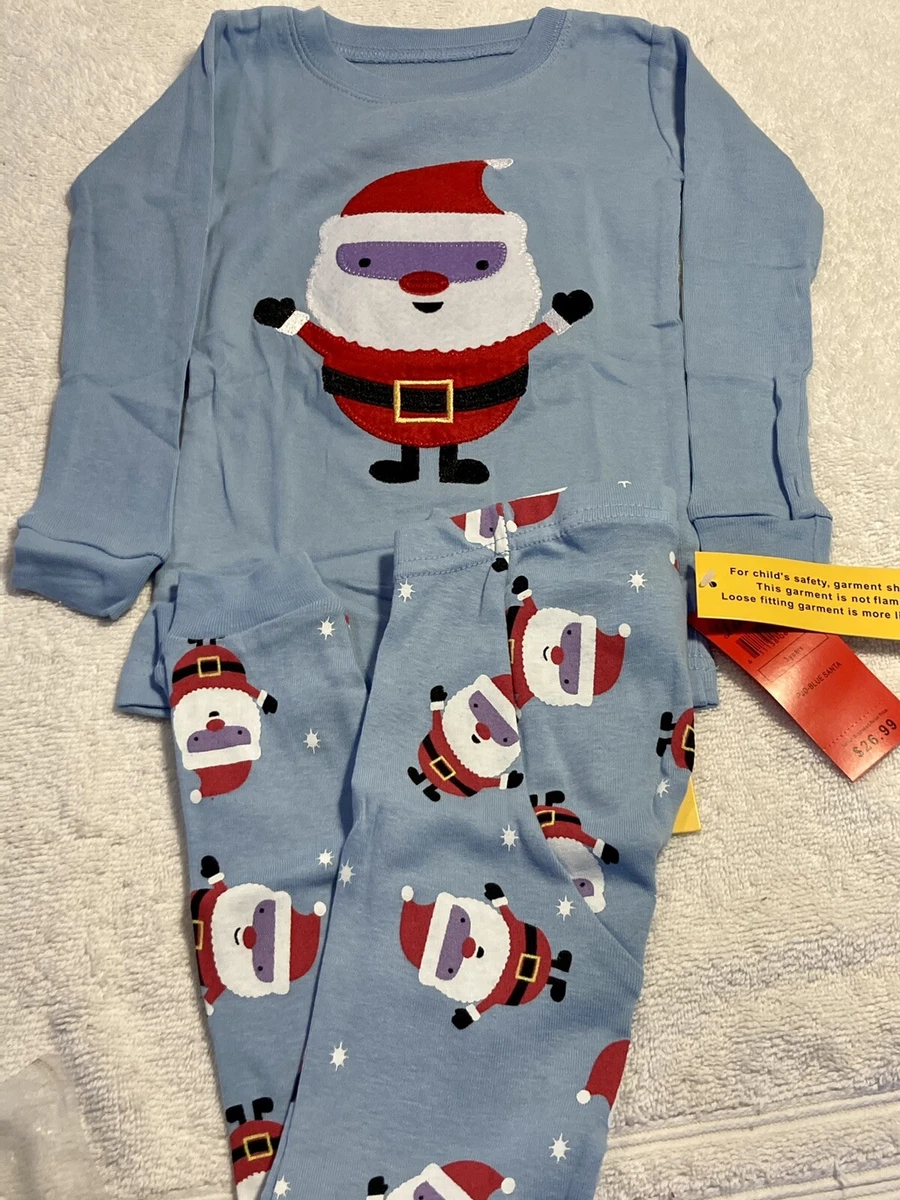 DinoDee Kids Boys Girls Christmas Santa Blue Pajama set 2 pc