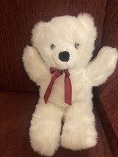White Teddy Bear With Red Ribbon, Plush Inc, 20  Tall