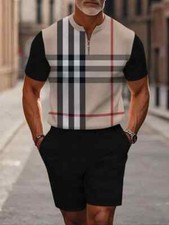 Short Sleeve Zipper Two-piece Set