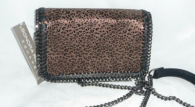 SONDRA ROBERTS Flap Cheetah Animal Print Bronze Shoulder bag  
