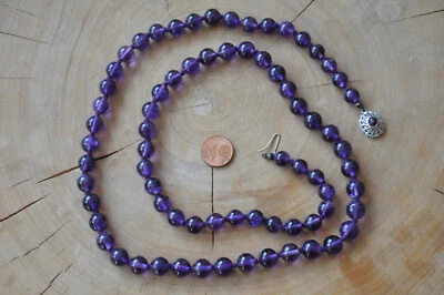 Amethyst Edelstein Kette Steinkette 585 Gold Weißgold Verschluss 76 cm - Bild 1 von 4