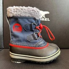 Sorel - Kids Yoot Pac Nylon Navy Orange Winter 100% Waterproof Boots New in Box