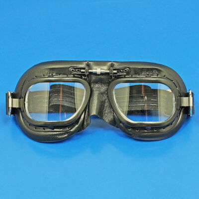 Vintage Style Mk10 Motoring Flying Goggle Black Leather