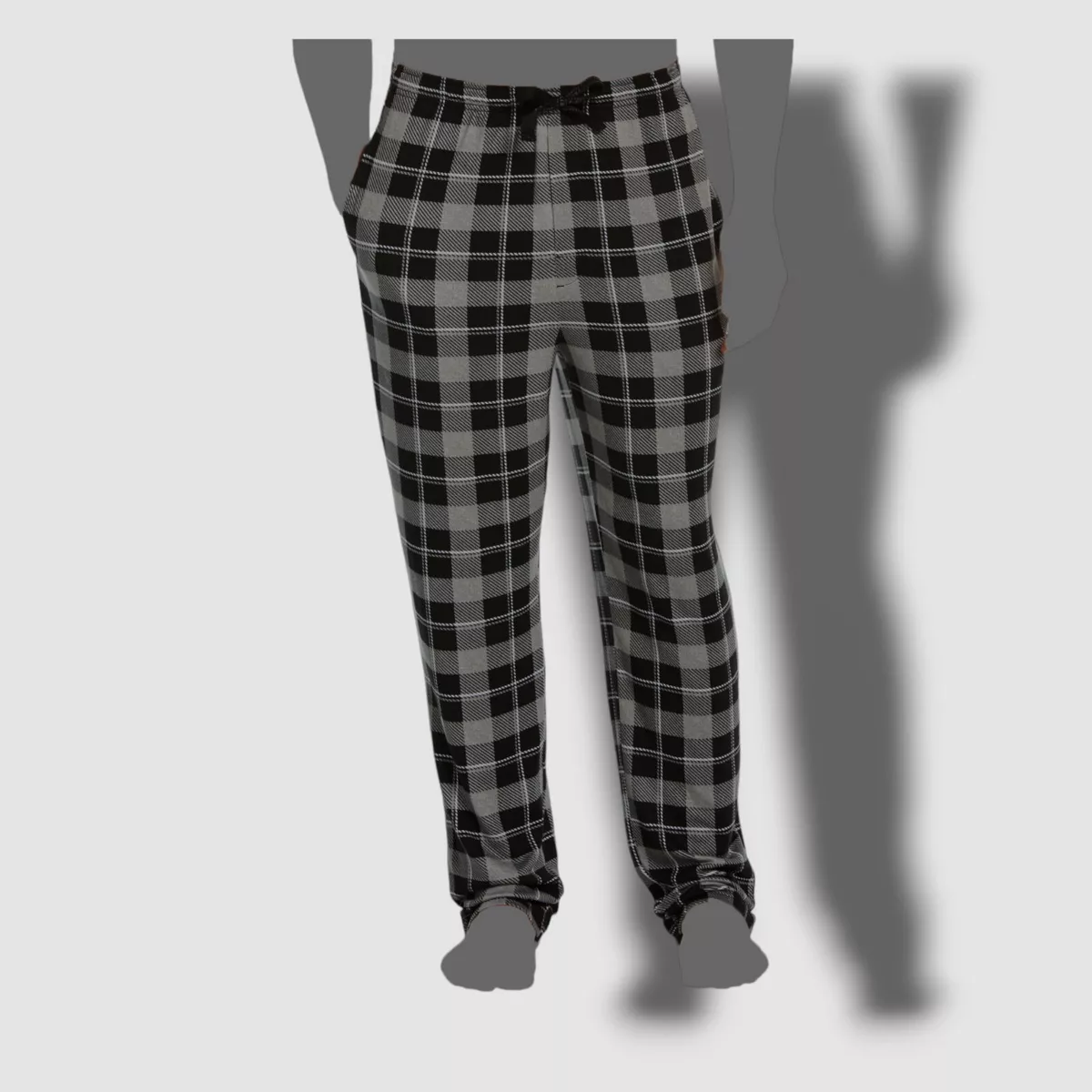 44 Perry Ellis Men s Black White Plaid Knit Pajama Pants Sleepwear Size XL