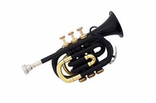 SUPER SALE BRAND NEW BLACK BRASS Bb POCKET TRUMPET WITH FREE HARD CASE M/P