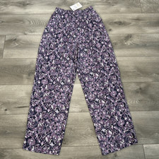 Vintage Carole Little Palazzo High Waist Purple Black Print Rayon Pants Size 4