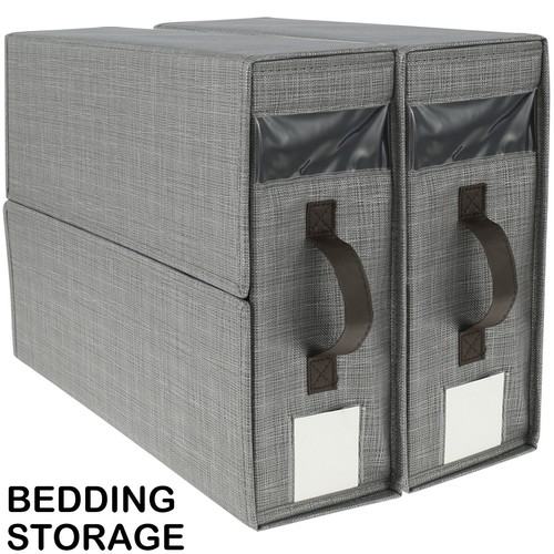 2Pcs Bed Sheet Organizer Foldable Bed Sheet Storage Bins with Handle