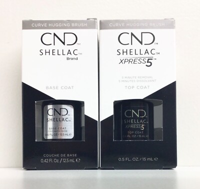 CND Shellac Gel Polish- LARGE Base + Xpress5 Top Coat 0.5oz/15ml