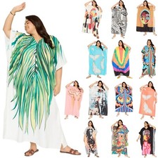Plus Size Dress Women Kaftan Long Maxi Beach Cover Up Loose Party Gown Caftan