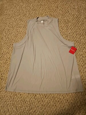 Spanx Go-Lightly Mock Neck Ribbed Tank - Cloudy Grey - New With Tag 1X