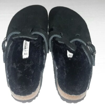 BIRKENSTOCK BOSTON/FUR 黒　24cm Boston Shearling Suede Leather in Color Black | BIRKENSTOCK US
