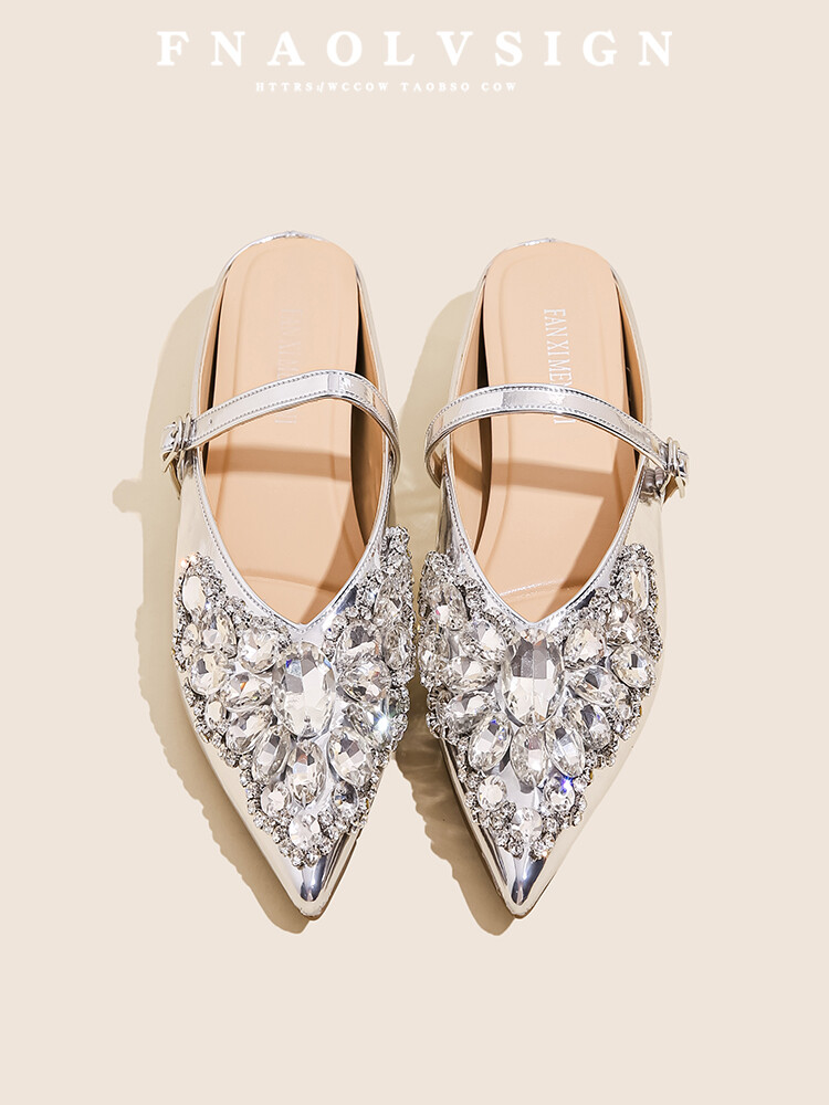 PANTOFOLA D’ORO Scarpe donna tacco alto estive pelle strass dritti a punta ciabatte