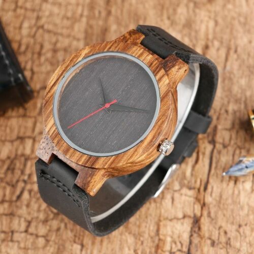 Reloj para hombre madera natural bambú cuarzo madera hombre regalo pulsera negro/café/verde   - Imagen 1 de 24