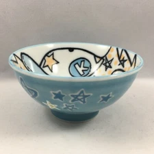 SET of 2 Japanese Children Rice Soup Bowls 4-1/8"D Porcelain Boy Made in Japan