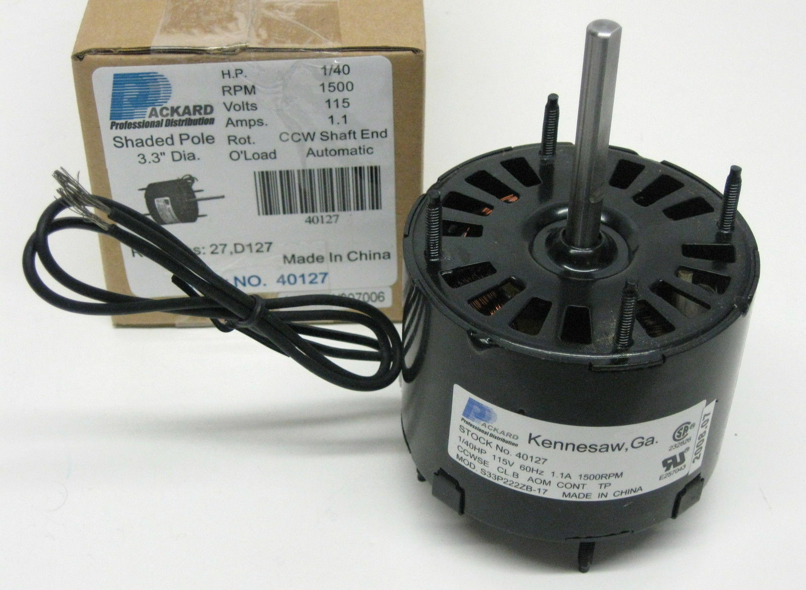 1/30 hp 3200 RPM CCW 3.3 Diameter 115 Volts Fasco Electric Motor # D1196