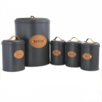 Megachef Kitchen Food Storage And Organization 5 Piece Canister Set In Grey