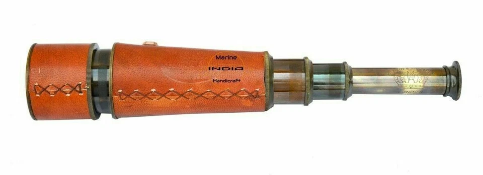 Modèle de guerre de télescope de longue-vue en cuir de laiton de style... - Photo 4/4