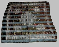 Sha Green Satin Sheer Stripe Womens Scarve plaid w/accessories motif  38" X 40"