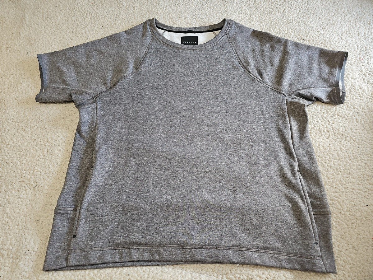 Theory スウェット　グレー Theory + Gray Pullover Short Sleeve Sweatshirt Mens SZ XL | eBay