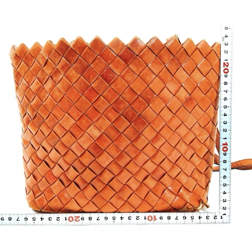 Bottega Veneta Intrecciato Bucket Hobo Shoulder Bag Orange Brown Leather - Image 2 of 4