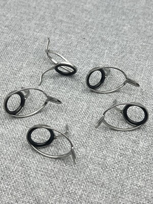 Lot of 5 Fly Rod Building Medium MXN Stripper Guides in Silver with Grey Ring