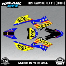Graphics Kit for Kawasaki KLX110 KLX110R/RL (2010-2024) USA Series - Yellow