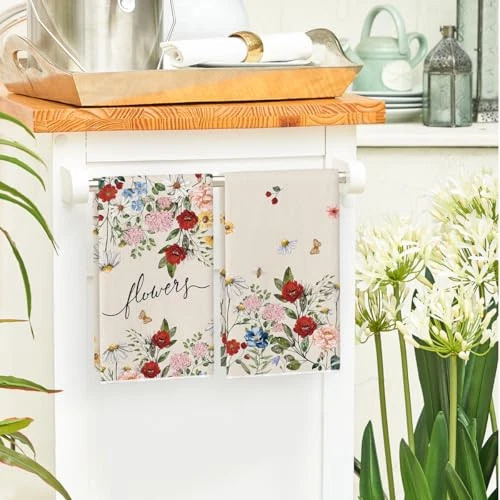 Bloom Flowers Leaves Spring Kitchen Towels Dish Towels, 18x26 Inch Farmhouse - Image 4 of 4