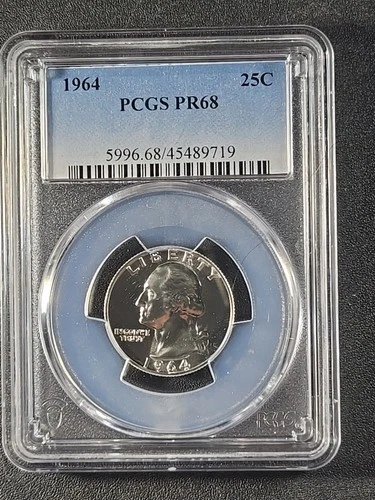 1964 U.S. Washington silver Quarter $1/4 - Proof 68 PR68 (PCGS)   stk#9719