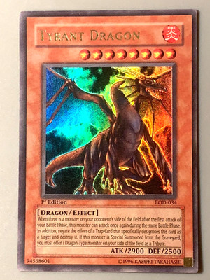 yugioh Tyrant Dragon LOD-034 Ultra Rare 1st Edition Played nice