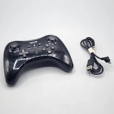Official Nintendo Wii U Wireless Pro Controller (Black) Clean - Tested