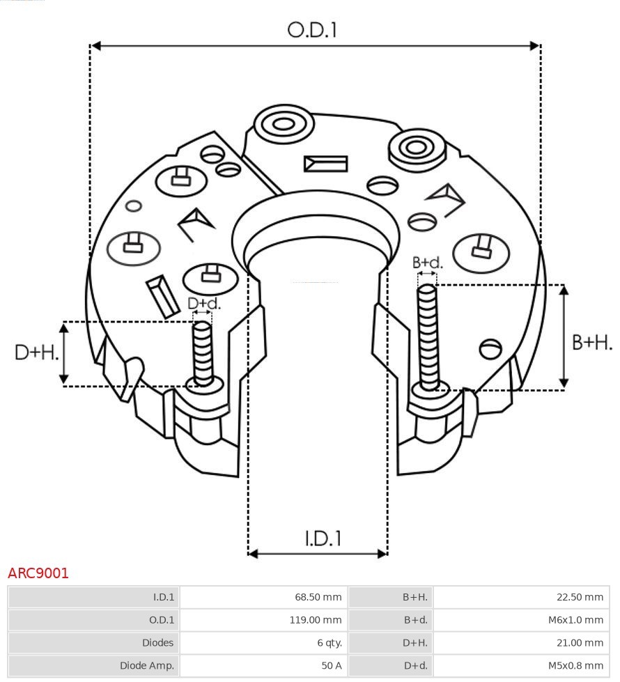 Fits AS ROZRUSZNIKI I ALTERNATORY ARC9001 BRAND NEW AS-PL ALTERNATOR RECTIFIER