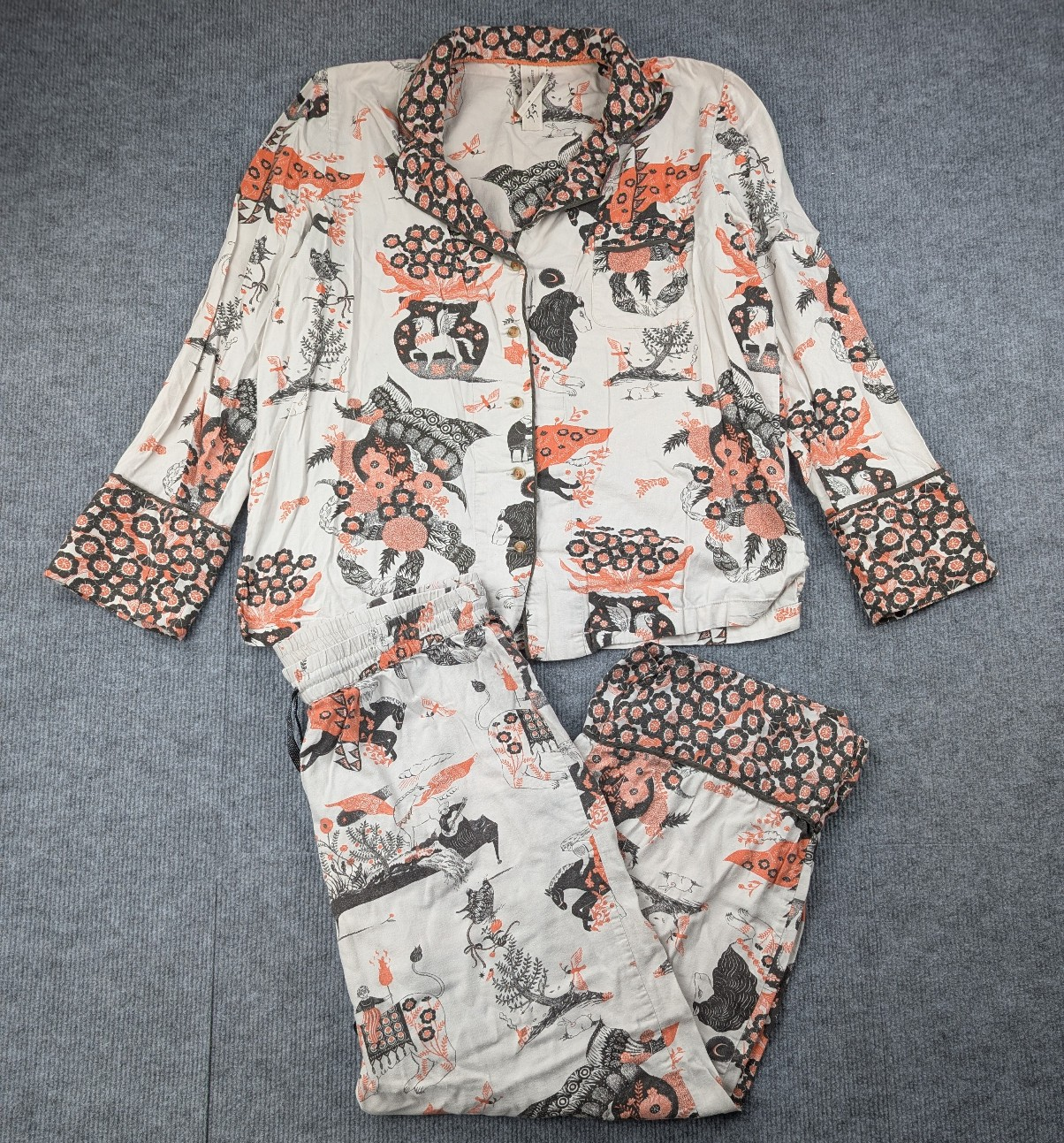 Anthropologie Sanae Sugimoto Pajama Set Womens Medium Large Cotton Modal Asian