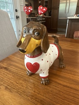 2021 Blue Sky Daschund Valentines Heart Polka Dot Dog Rare+Cutest Valentine Ever