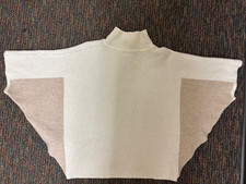 Note di Anita Italy Cashmere Wool Mockneck Colorblock Poncho Cape Camel Ivory OS