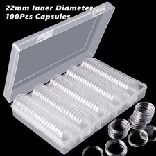 100Pcs Coin Case Capsule Holder 22mm Liberty Cap Half Cent 1793 $4Gold Stella US