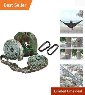 XL Hängemattengurte - 12 Fuß Camo Baumgurte, 12 + 1 verstellbare Schlaufen, 2 Karabiner... - Bild 1 von 4