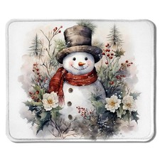 Christmas Mouse Pad, Floral Snowman Multicolored Floral pattern 