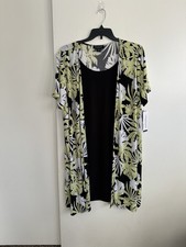 Perceptions Women's Dress Size 3X Short Sleeve Floral Print Pullover Stretch New