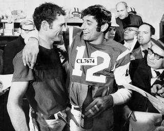 Joe Namath and Don Maynard of New York Jets after Winning the AFL Championship