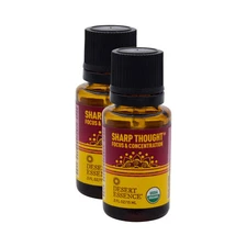 2x Desert Essence Sharp Thought Essential Oil for Clarity, Focus & Concentration