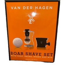 Van Der Hagen Men's Luxury, Premium 4 Piece Luxury Boar Shave Set, Gift Set NEW
