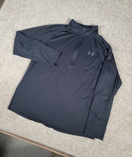 Under Armour HeatGear Long Sleeve Tech Top Shirt 1/4 Zip Mens Black Size Large